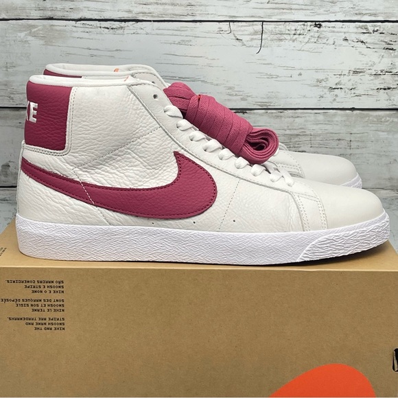 Mens Nike SB Zoom Blazer Mid ISO Size 12 White Sweet Beet Sneaker New - Picture 1 of 11
